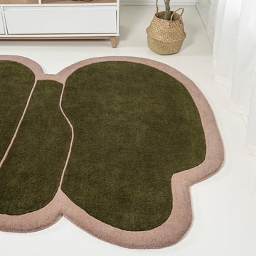 Whimsical Modern Border Geometric Handwoven Wool Area Rug